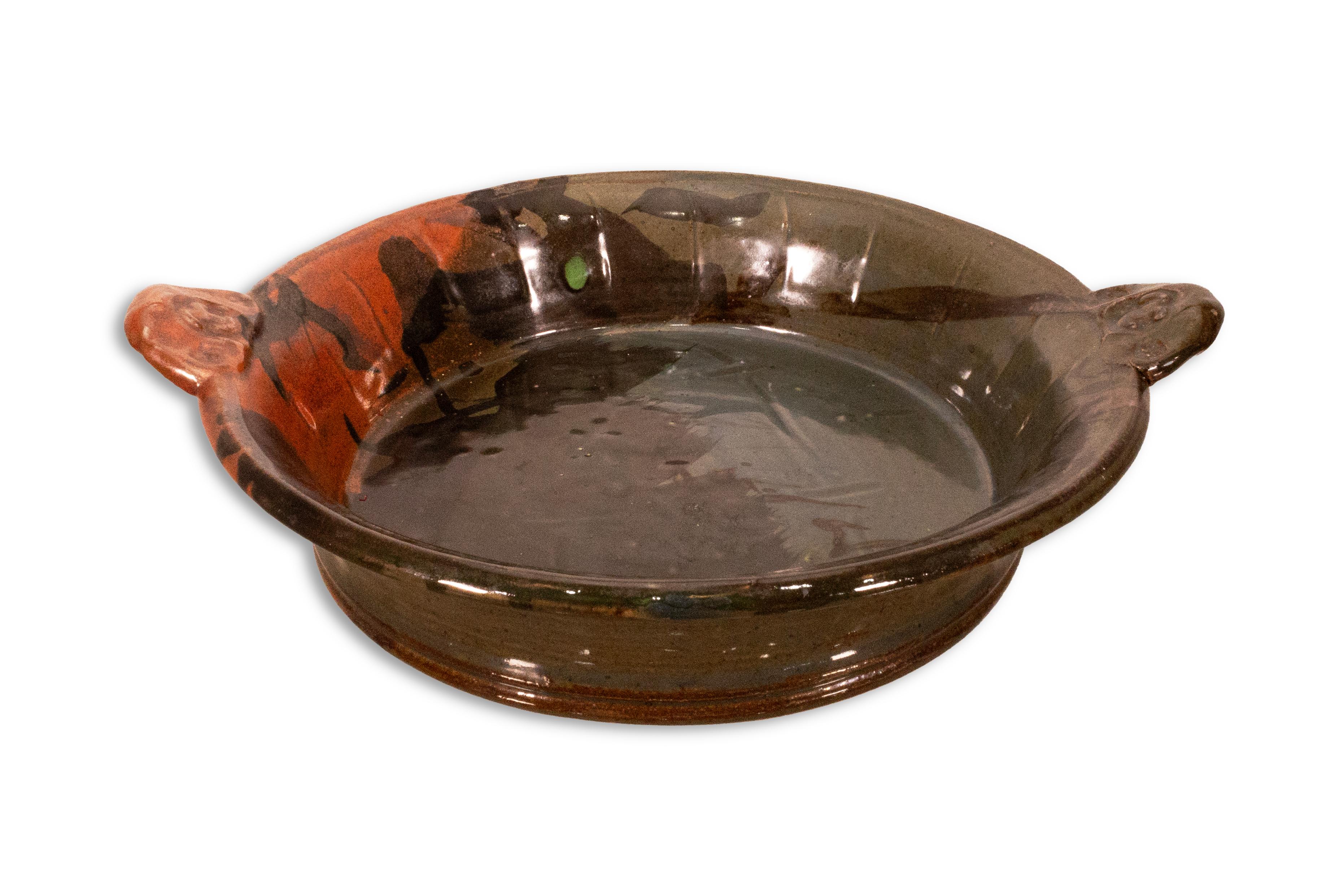 John Glick Shallow Bowl Modernist Stoneware Glazed Ceramic Plum Tree Pottery 1