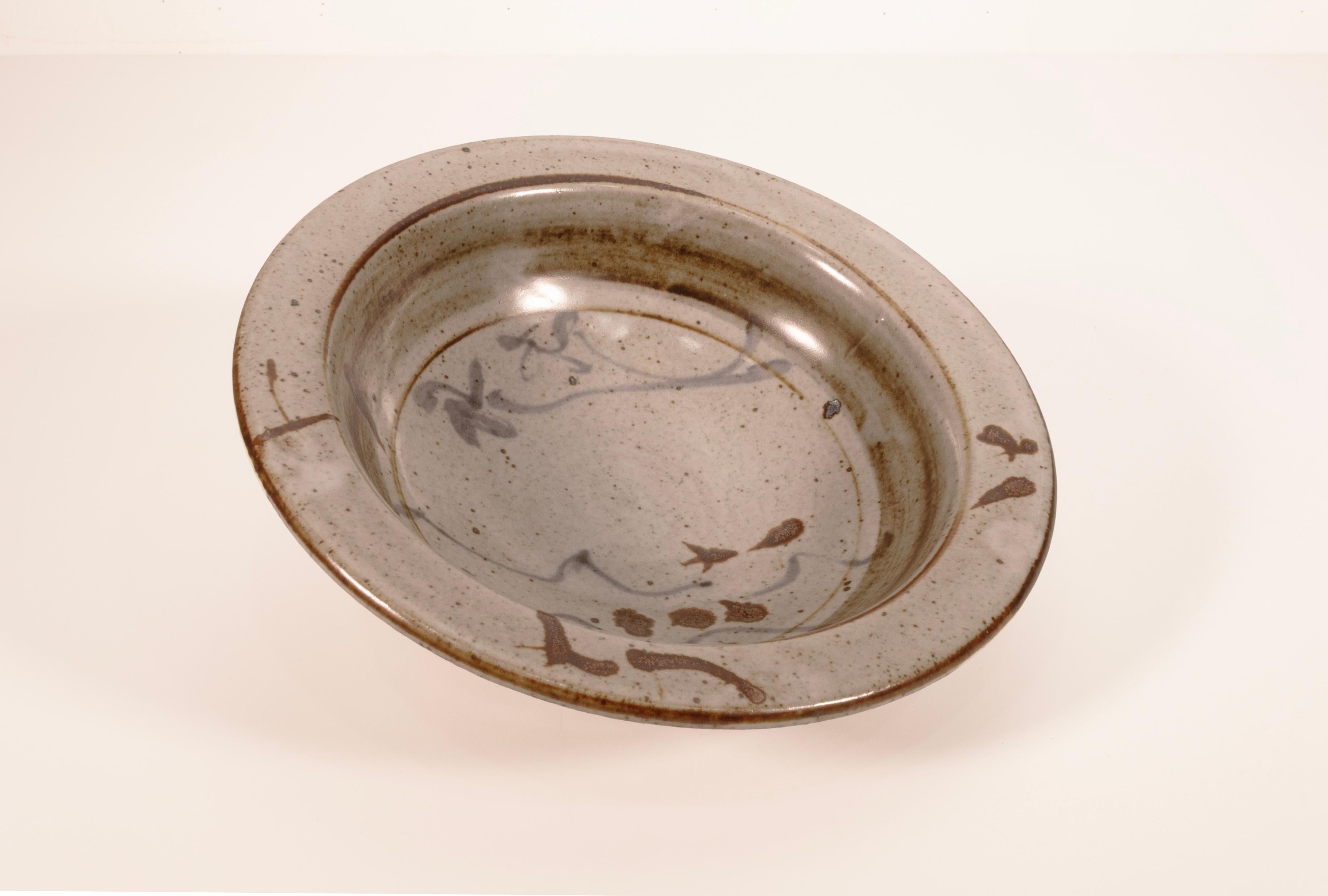 John Glick Signed Set of 5 Bowls Modernist Stoneware Glazed Ceramics Plum Tree In Good Condition For Sale In Keego Harbor, MI