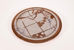 John Glick Juego de 5 Platos Firmados Cerámica Modernista Esmaltada de Gres Ciruelo