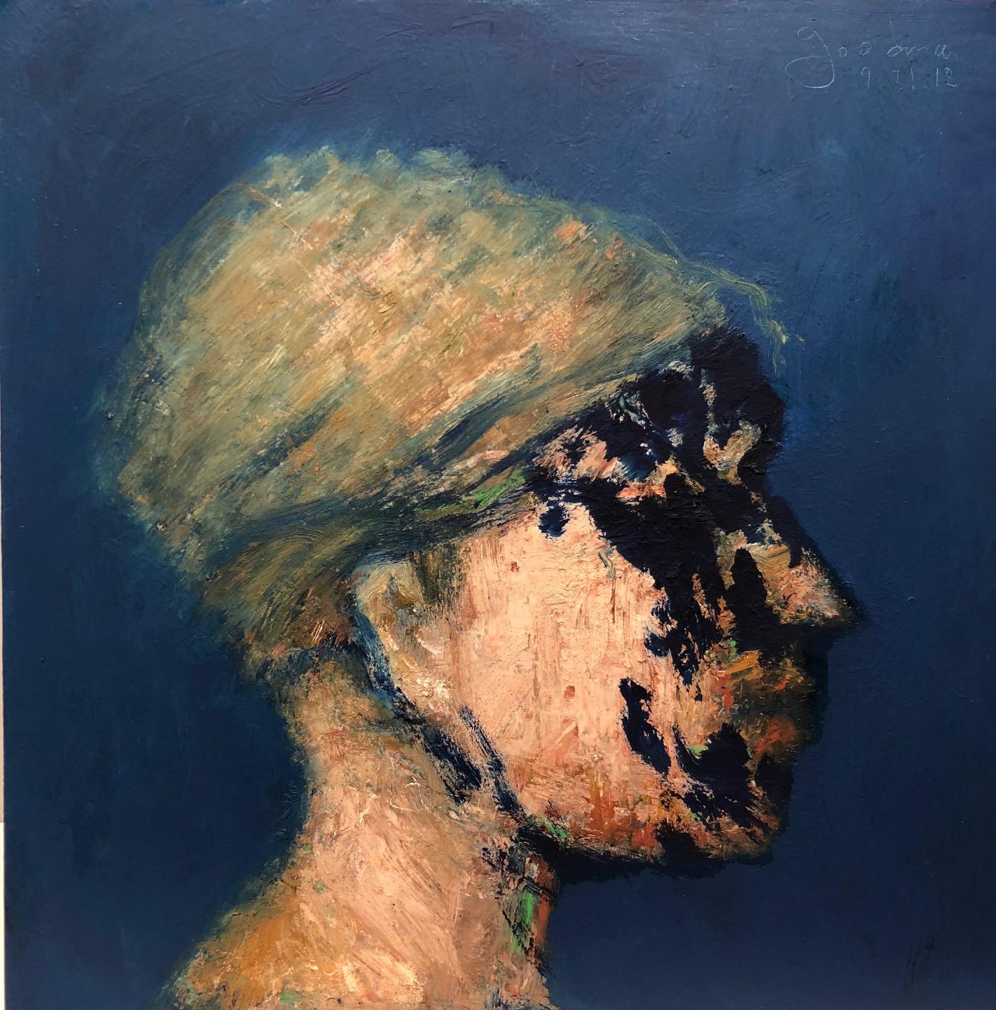 John Goodman Portrait Painting - Head No. 10, 2018 - oil on wood panel