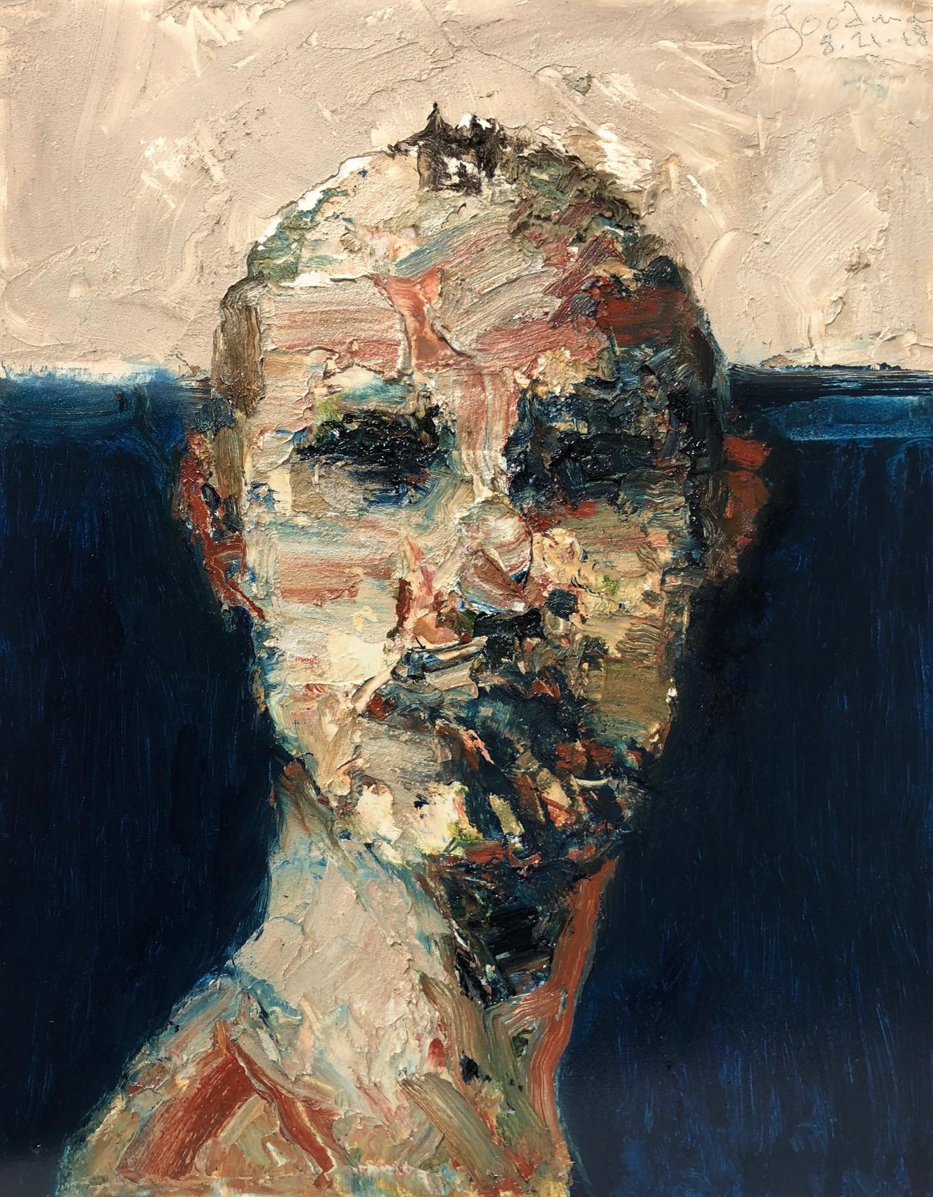 John Goodman Portrait Painting - Head No. 8, 2018 - oil on wood panel