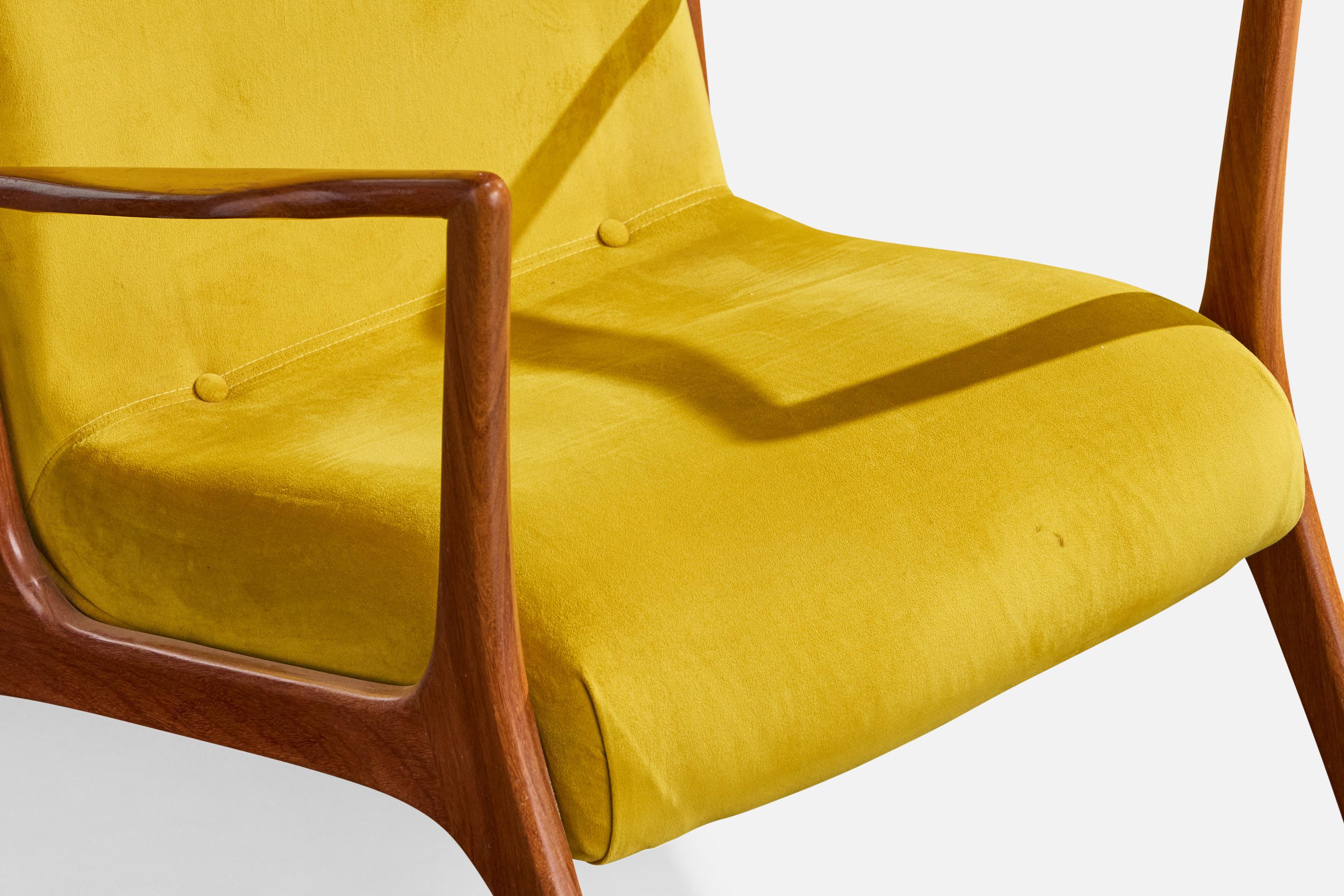 Atribución John Graz, Sillas de salón, Madera, Tela, Brasil, Años 60 en venta 5