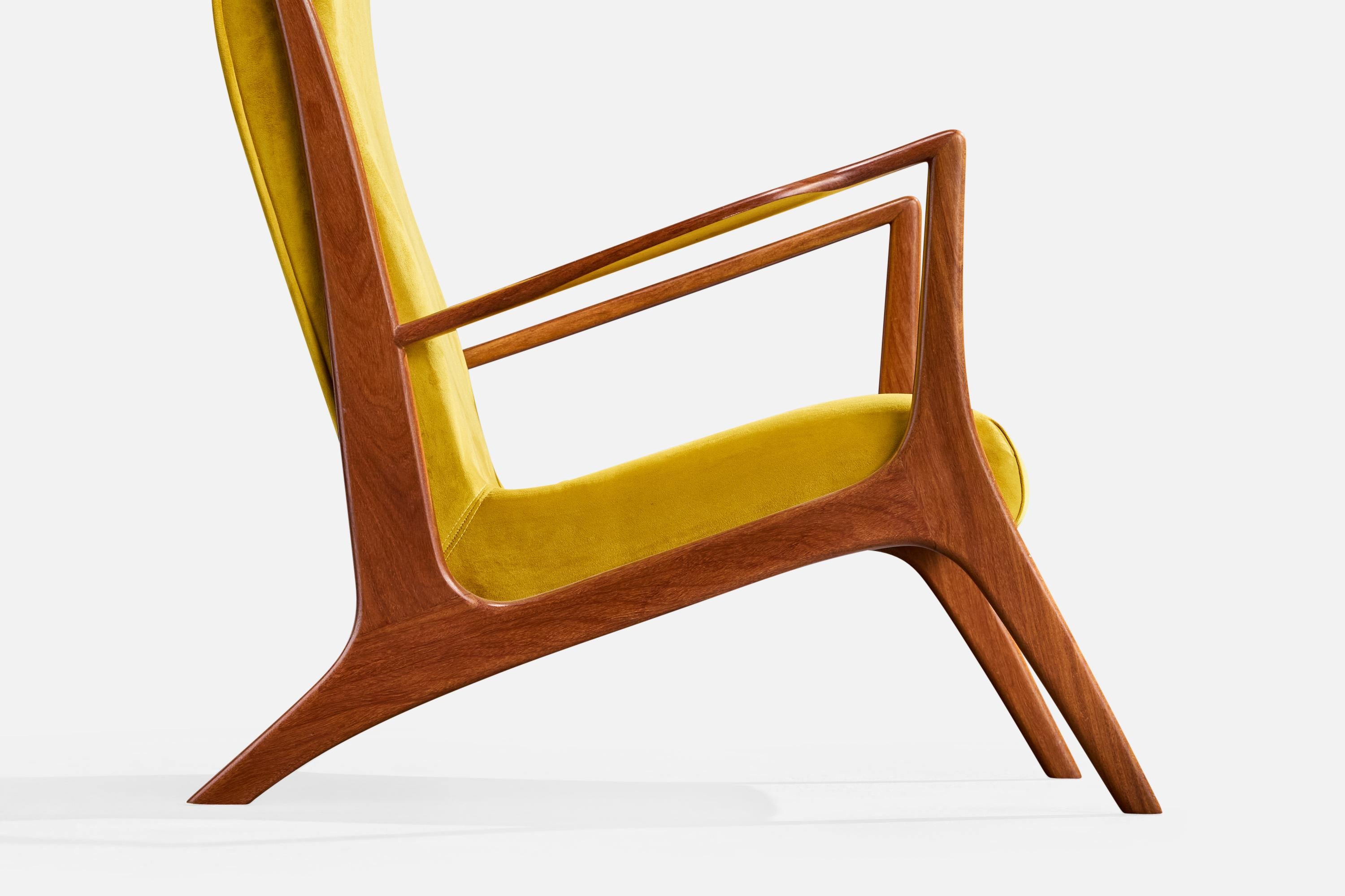 Atribución John Graz, Sillas de salón, Madera, Tela, Brasil, Años 60 en venta 6