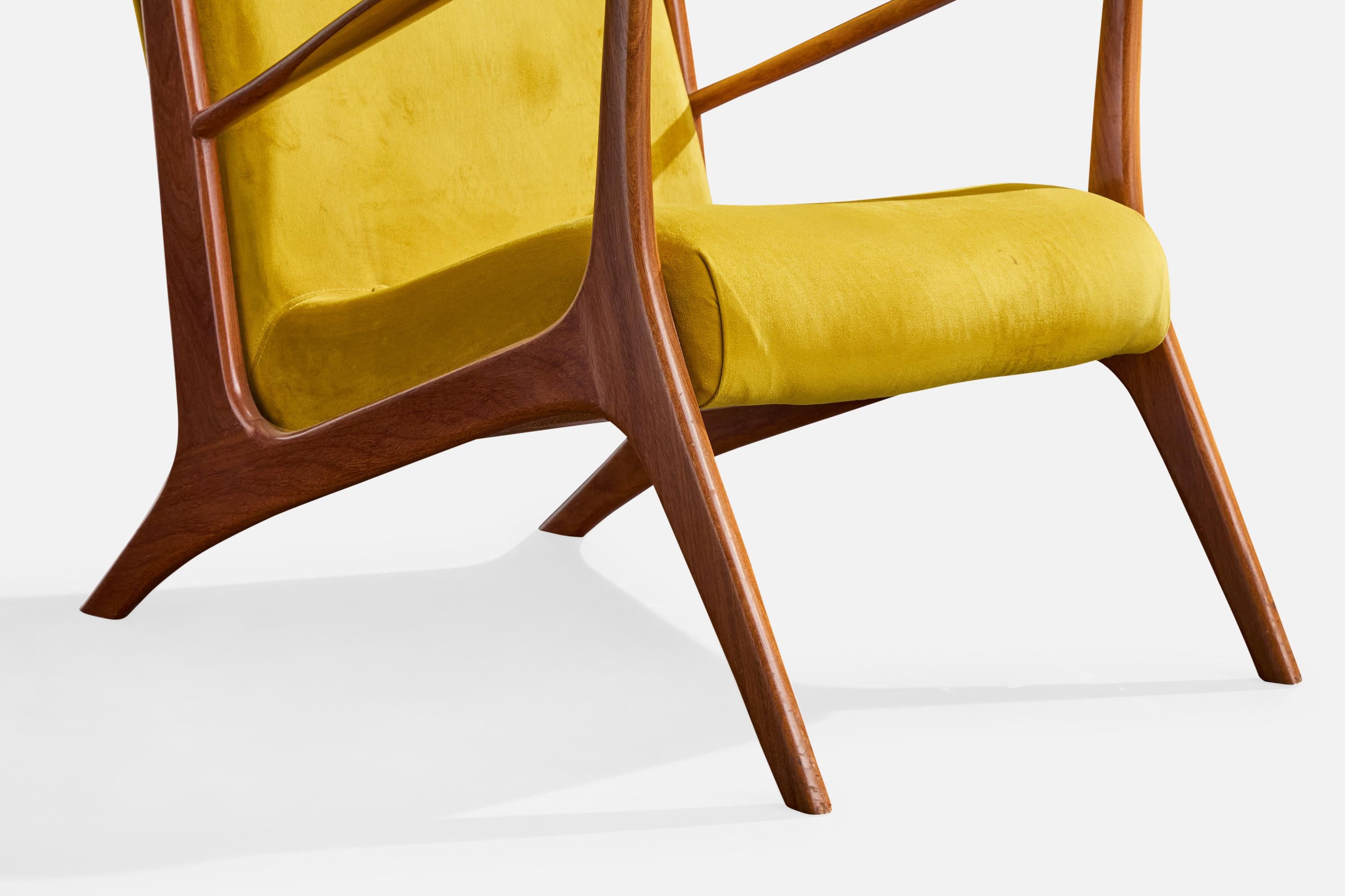 Atribución John Graz, Sillas de salón, Madera, Tela, Brasil, Años 60 en venta 8