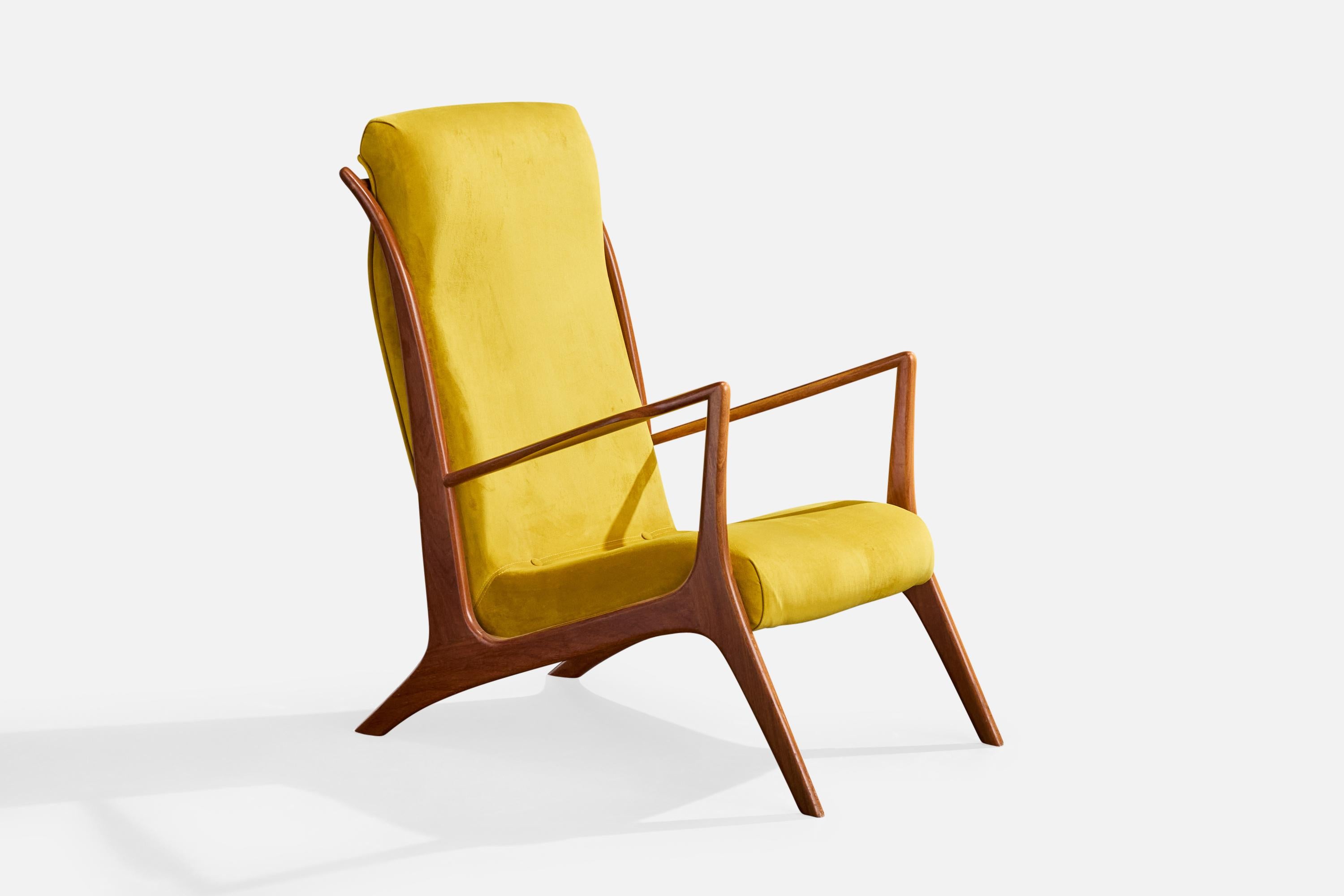 Atribución John Graz, Sillas de salón, Madera, Tela, Brasil, Años 60 mediados del siglo XX en venta