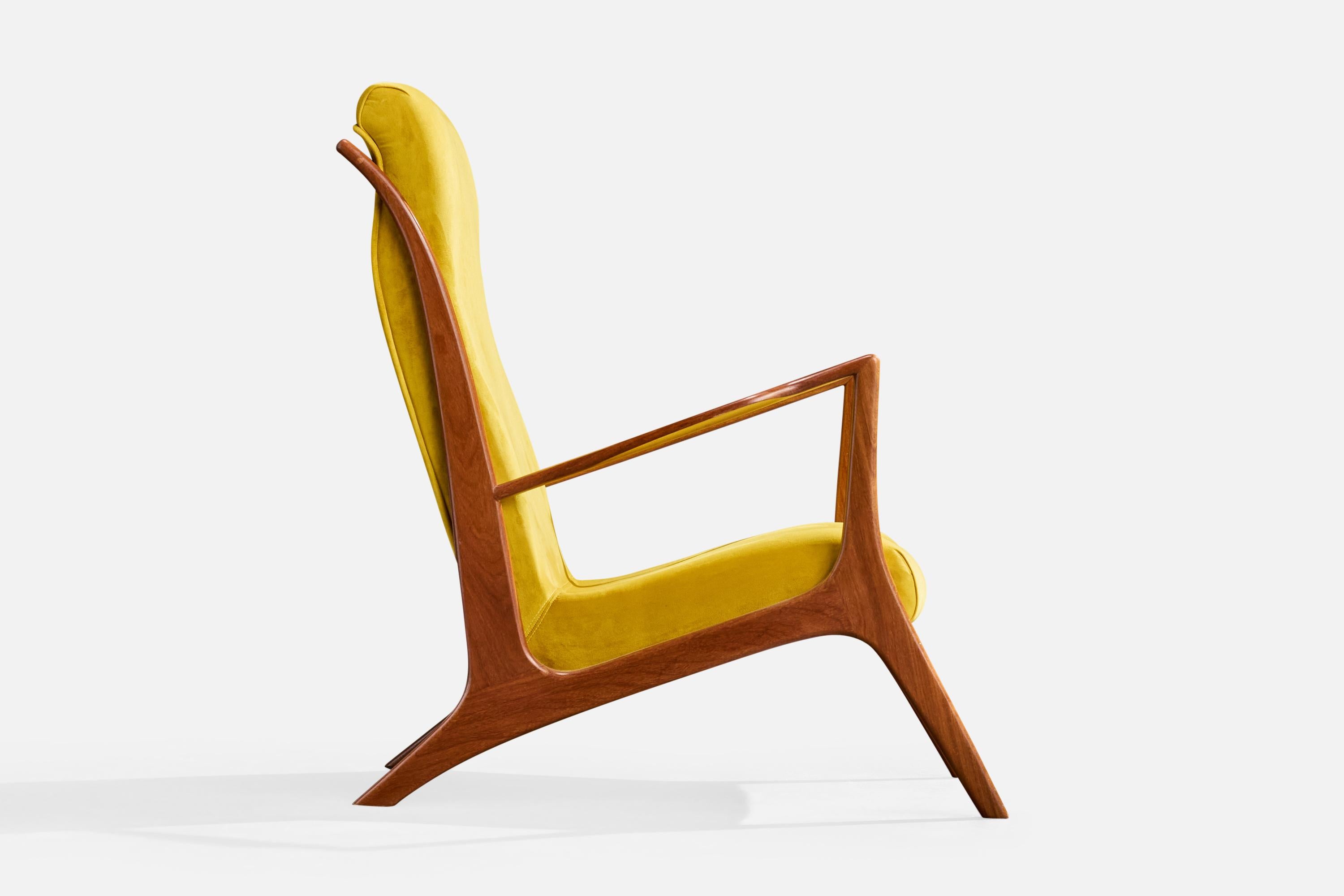 Atribución John Graz, Sillas de salón, Madera, Tela, Brasil, Años 60 en venta 2