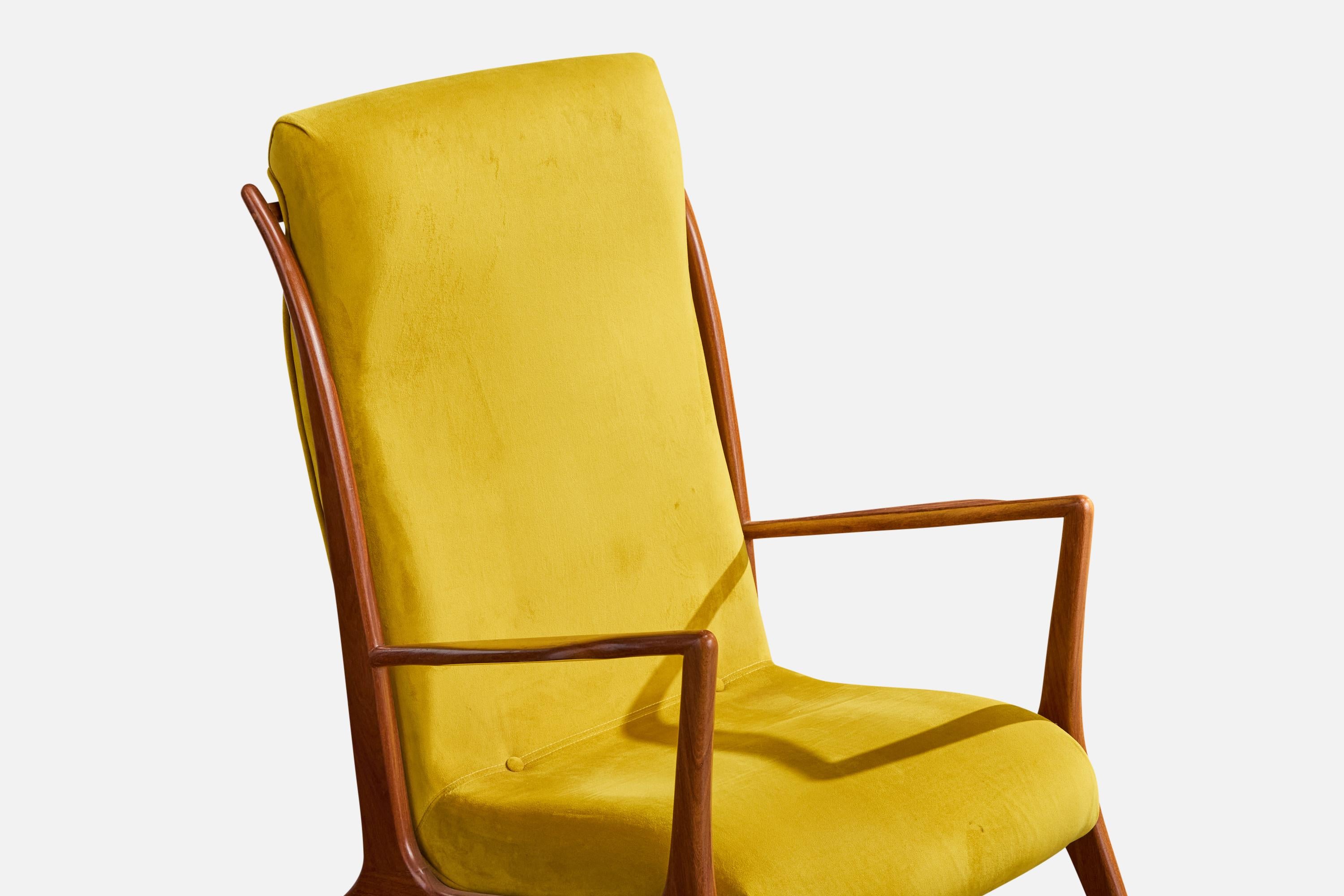 Atribución John Graz, Sillas de salón, Madera, Tela, Brasil, Años 60 en venta 3