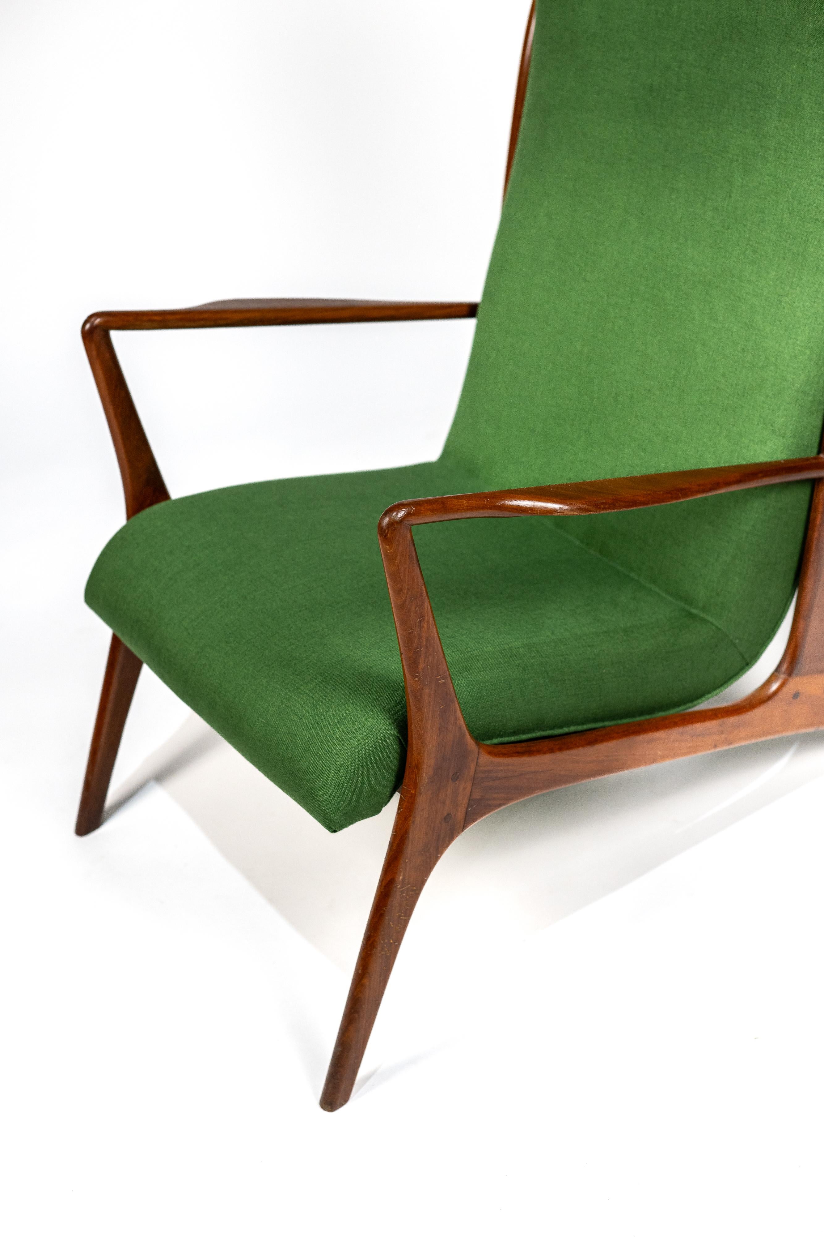 Brazilian John Graz. John Graz armchair, c. 1960 Caviuna wood and linen tapestry For Sale