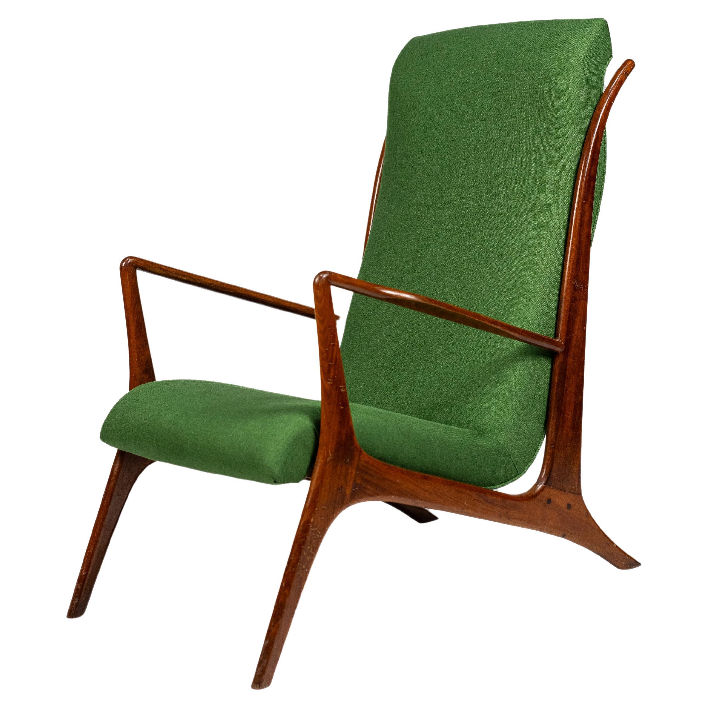 John Graz. Fauteuil John Graz, ca. 1960 Tapisserie Caviuna en bois et lin en vente