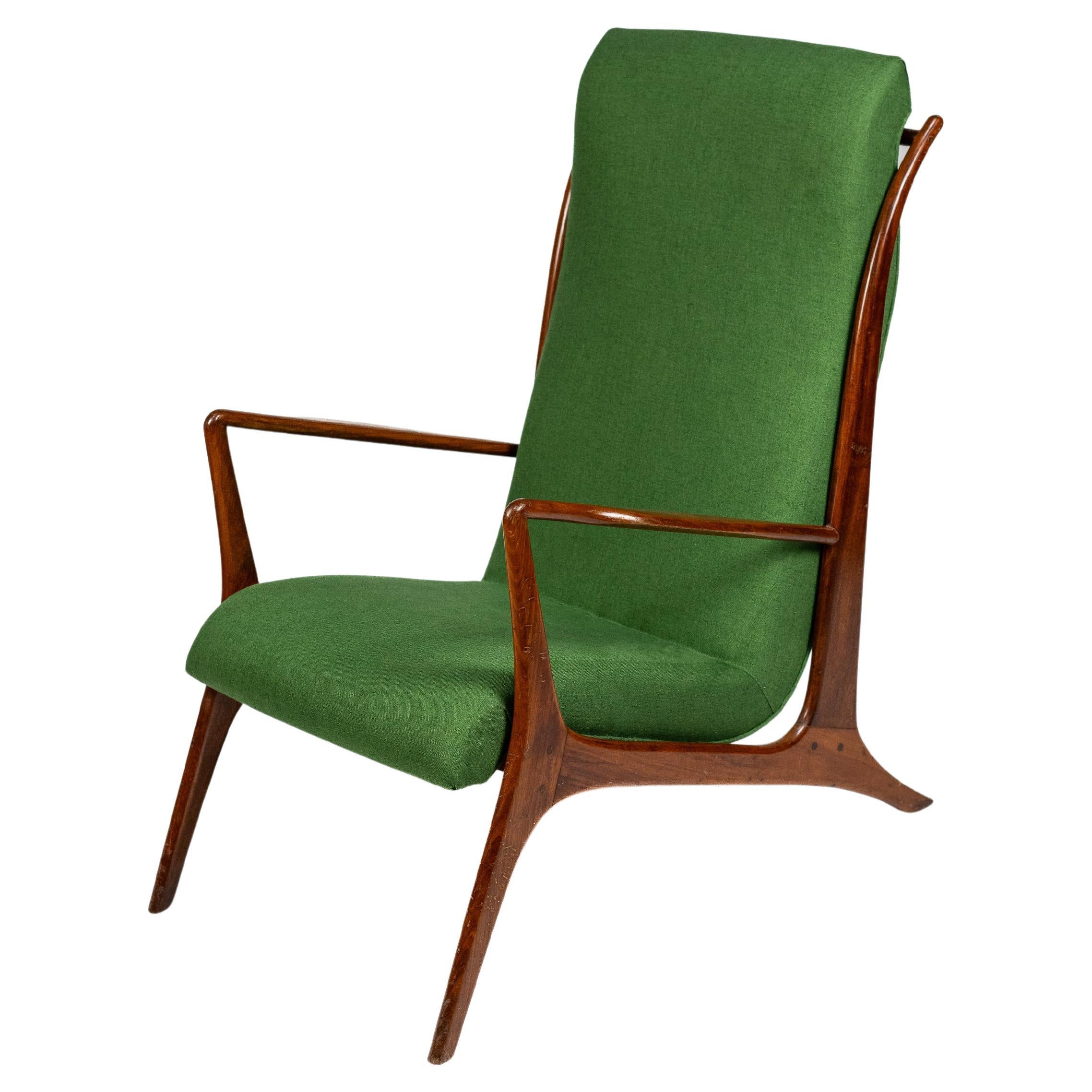 John Graz. John Graz armchair, c. 1960 Caviuna wood and linen tapestry