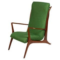 John Graz. John Graz armchair, c. 1960 Caviuna wood and linen tapestry