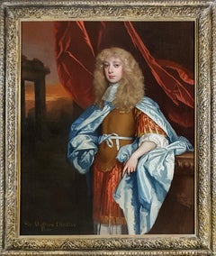 Portrait of Gentleman, Sir Matthew Dudley, Oil on canvas Painting, Carved frame