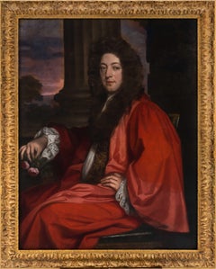Portrait of a Gentleman in Scarlet Robe Holding Flowers c.1675, Oil on canvas