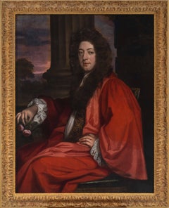 Used Portrait of a Gentleman in Scarlet Robe Holding Flowers c.1675, Oil on canvas  