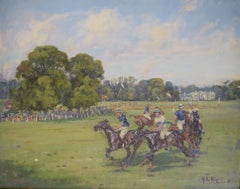«El partido de polo en Hurlingham», óleo sobre lienzo, de John Gregory King (británico, 1929-2014)