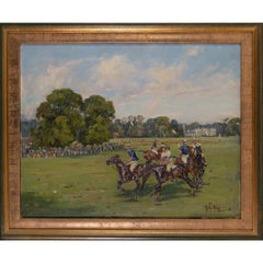 «El partido de polo en Hurlingham», óleo sobre lienzo, de John Gregory King (británico, 1929-2014)