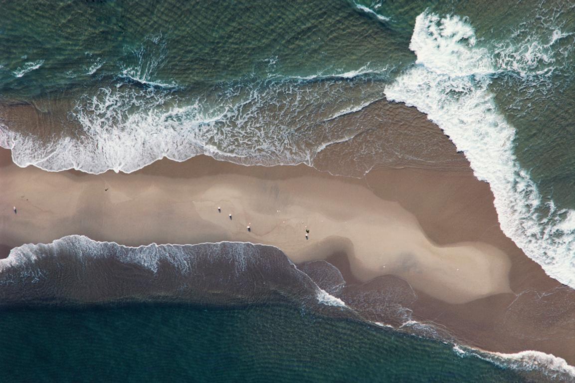 Sand Bar & Waves - Martha's Vineyard (Aerial Beach Landscape Photograph)
