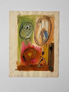 John Grillo 1947 Surrealist Gouache, Ink and Pencil Abstract