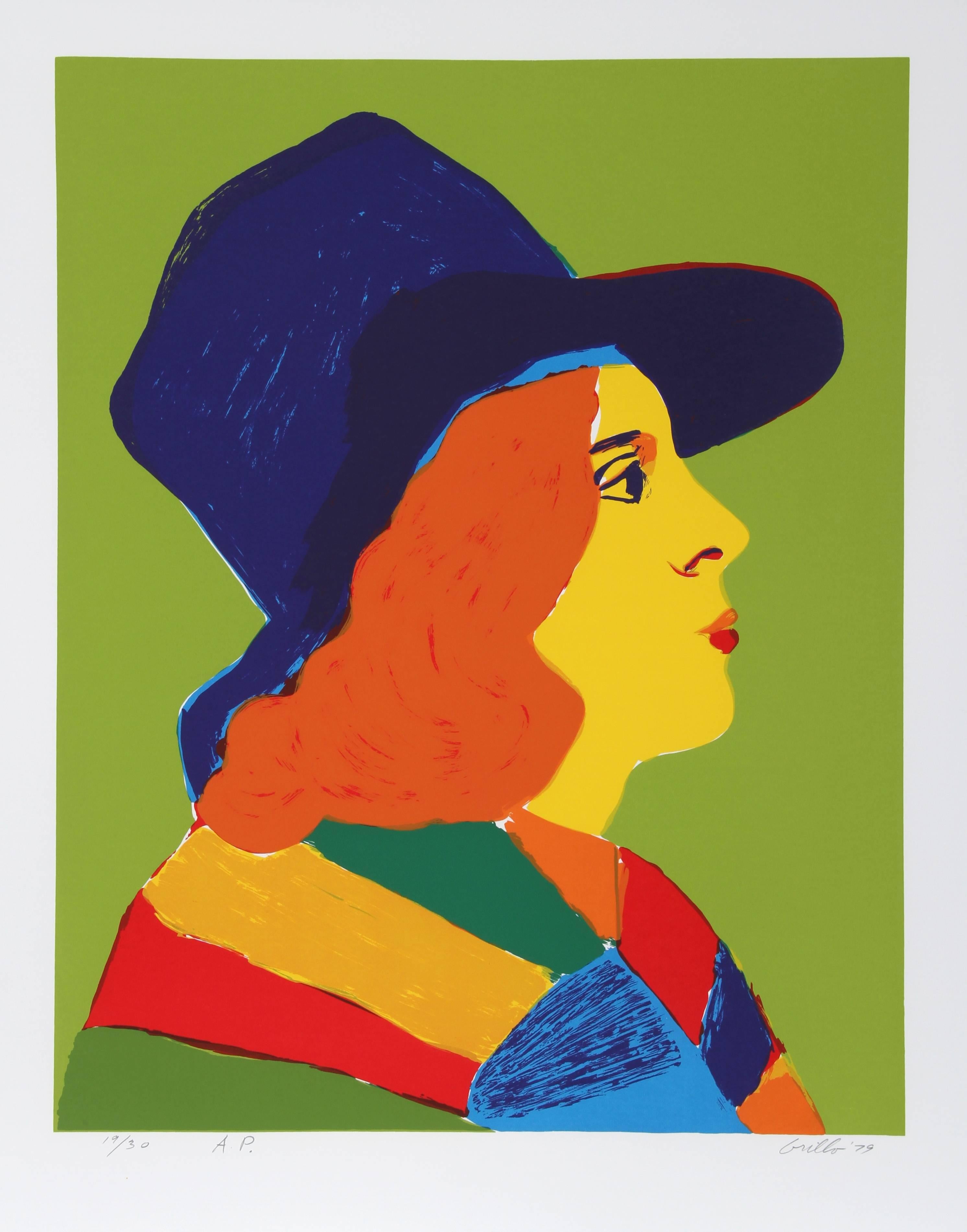 Artist:  John Grillo, American (1917 - 2014)
Title:  Girl with Hat I
Year:  1979
Medium:  Serigraph, signed and numbered in pencil
Edition:  200, AP 30
Image Size:  28.5 x 22.5 inches
Size:  33 in. x 26 in. (83.82 cm x 66.04 cm)