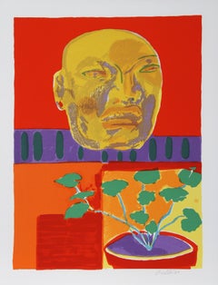 Olmec Mask, Serigraph by John Grillo