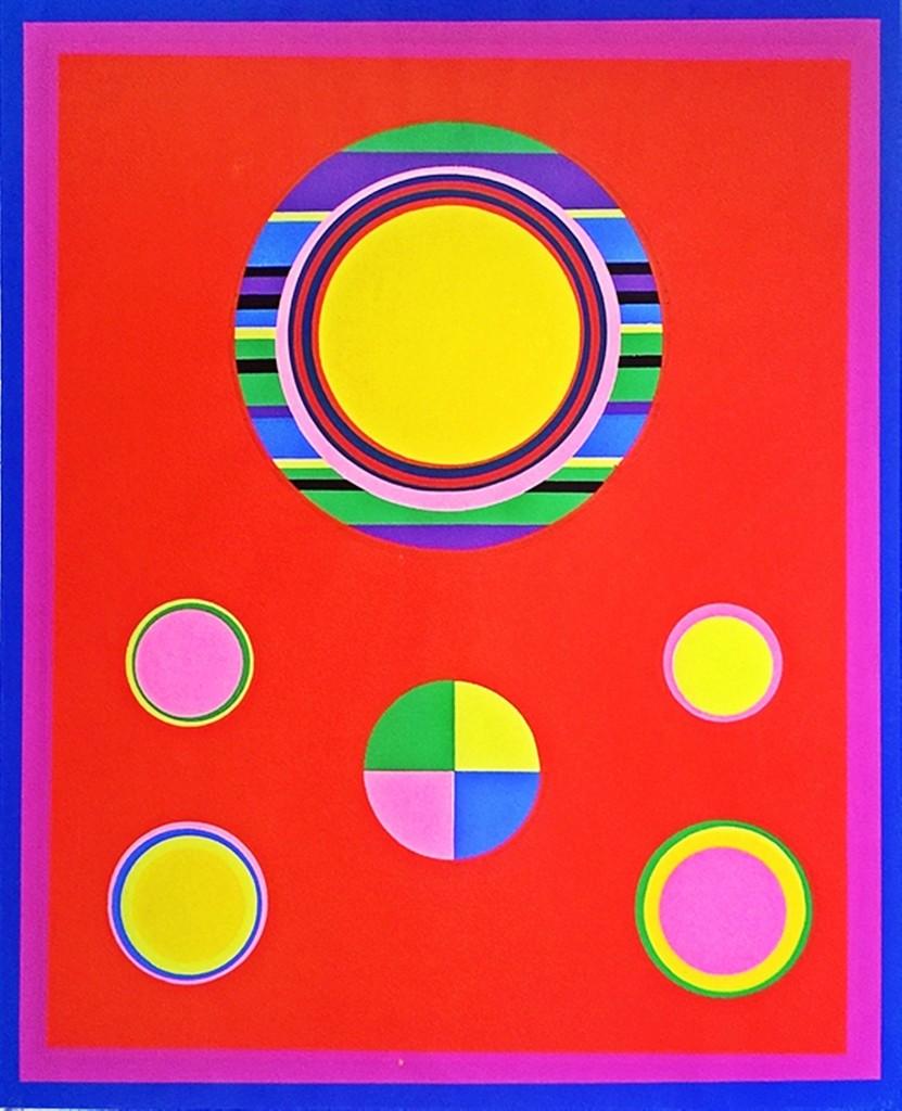 Raro Op Art Mid Century Modern Geometric Abstraction 1960s Pop Art Firmato 6/9  - Print di John Grillo