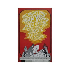Affiche psychédélique de 1967 pour le concert de B.B. King, Moby Grape, Steve Miller.