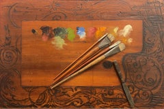 Used "The Artist's Palette" John Haberle, Pyrography, Trompe L'oeil 19th Century