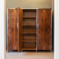 John Hagemann Three-Door Walnut Wardrobe for Thonet-Mundus, Early 1930s