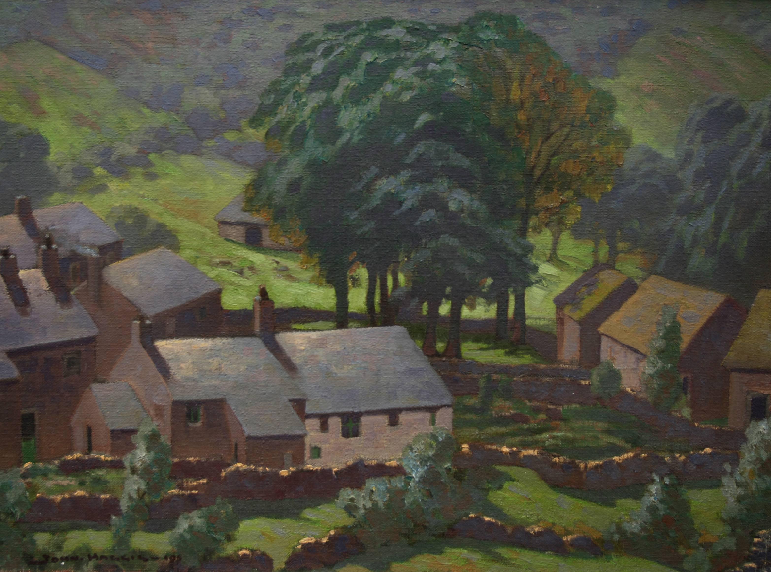 Lake District - British art 30s Post Impressionist summer landscape oil painting - Painting by John Haggis