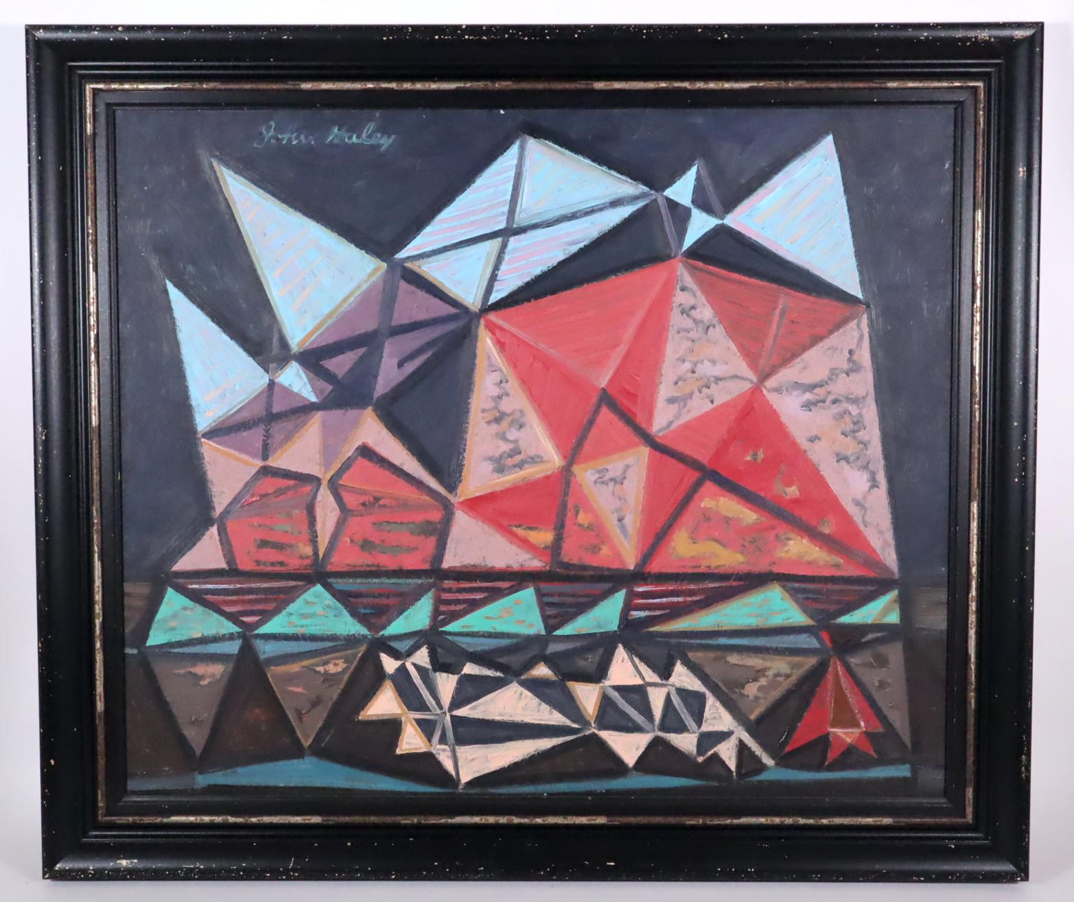 Mid-century cubist oil 1947 Southwest landscape INVENTORY CLEARANCE SALE - Painting by John Haley
