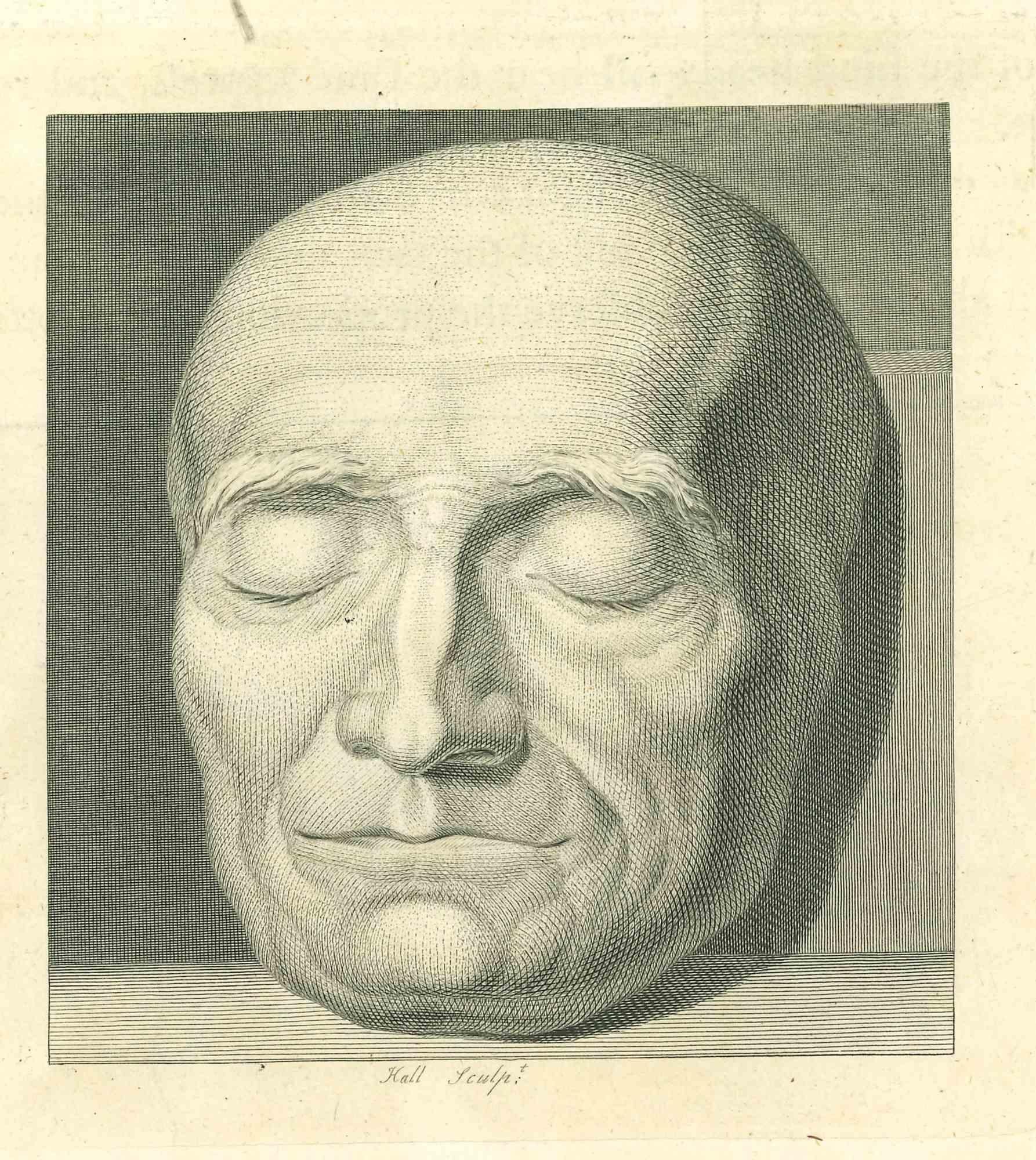 Head of a Man - Original Etching by John Hall - 1810