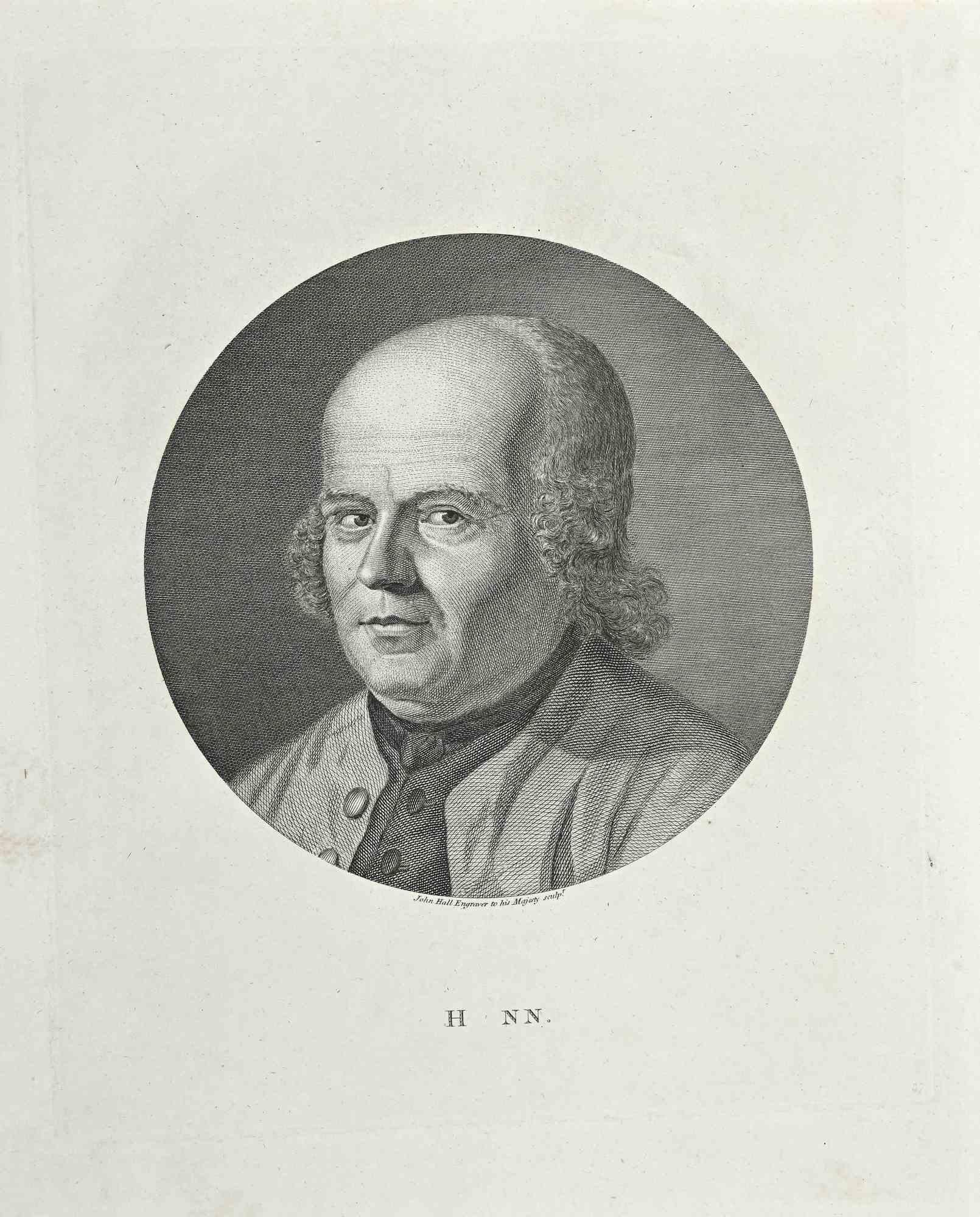 Portrait of H. NN. is an original artwork realized after John Hall (1739 - 1797).

Original Etching from J.C. Lavater's "Essays on Physiognomy, Designed to promote the Knowledge and the Love of Mankind", London, Bensley, 1810. 

A the bottom center