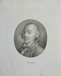 Antique Portrait of Wocher - Original Etching by John Hall - 1810