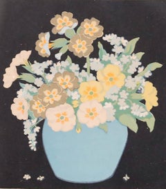 John Hall Thorpe (1874-1947) - Woodcut, Primroses & Forget Me Knots
