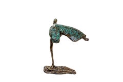 Heron Pose Bronze Sculpture, Signed, 21st Century, 7.25 in Height