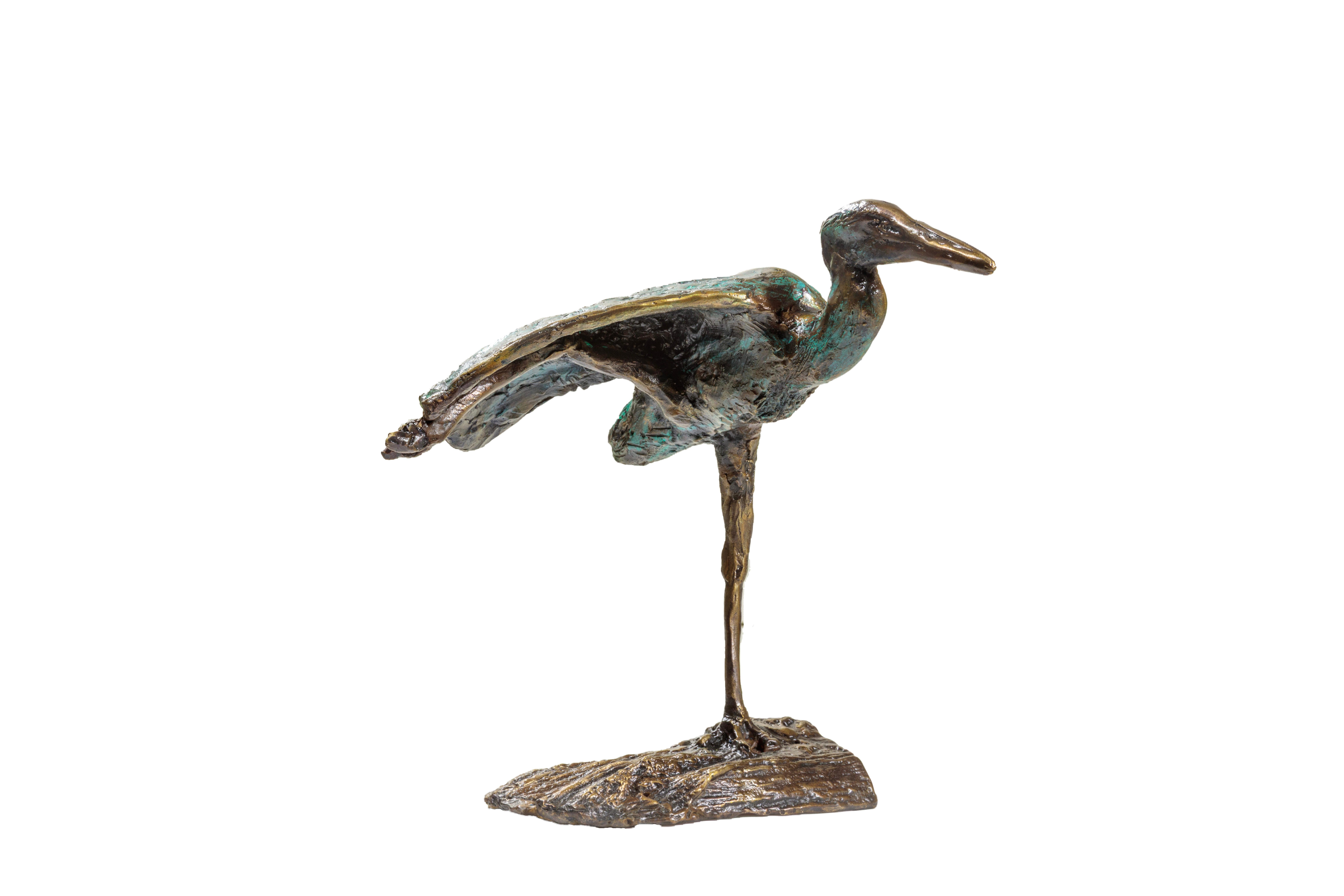 Heron Pose - Sculpture by John Hallett