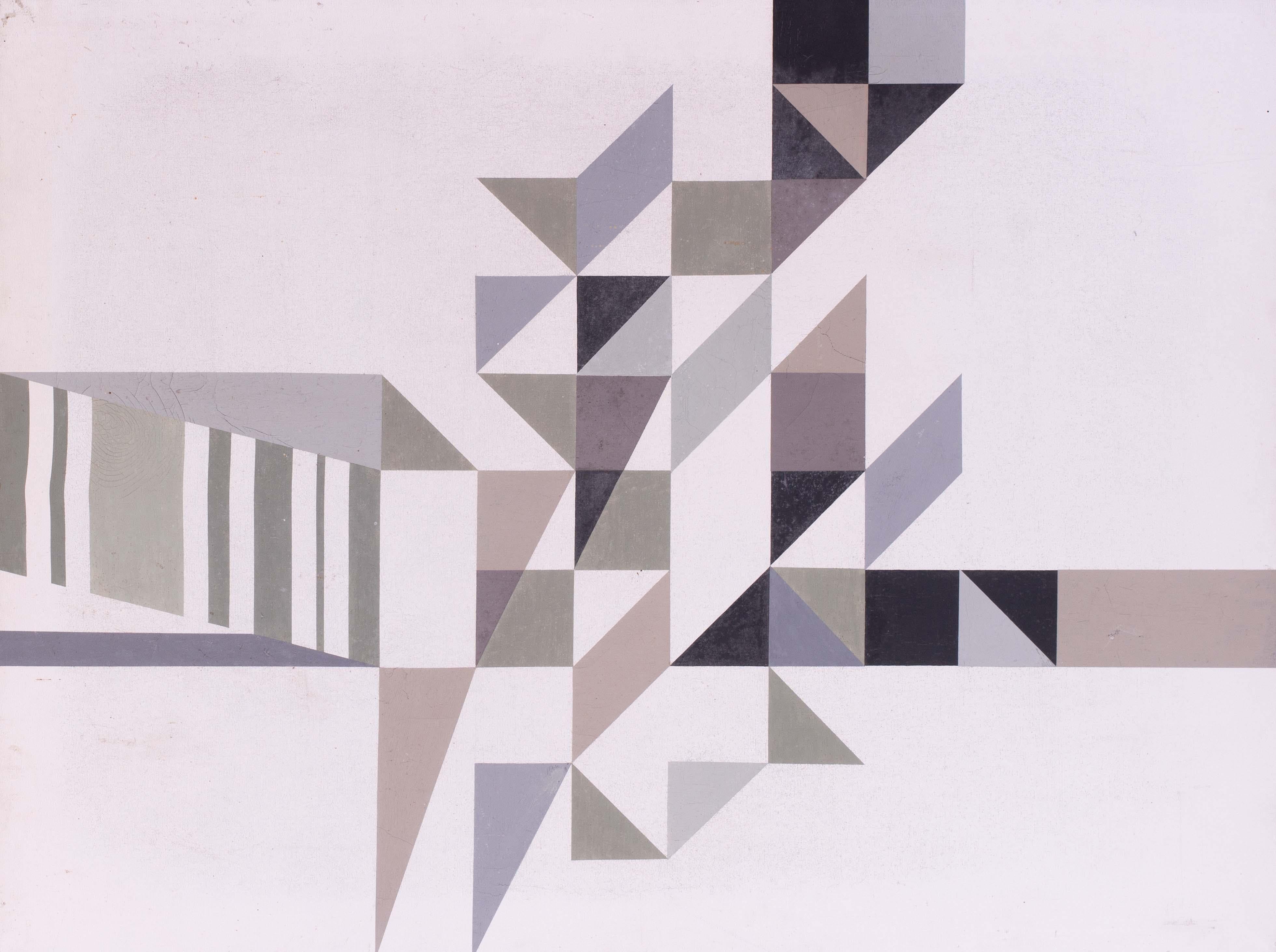 Abstract No.1 by Mid Century British artist John Hambleton Holdcroft, geometric - Painting by John Hambleton Holdcroft 