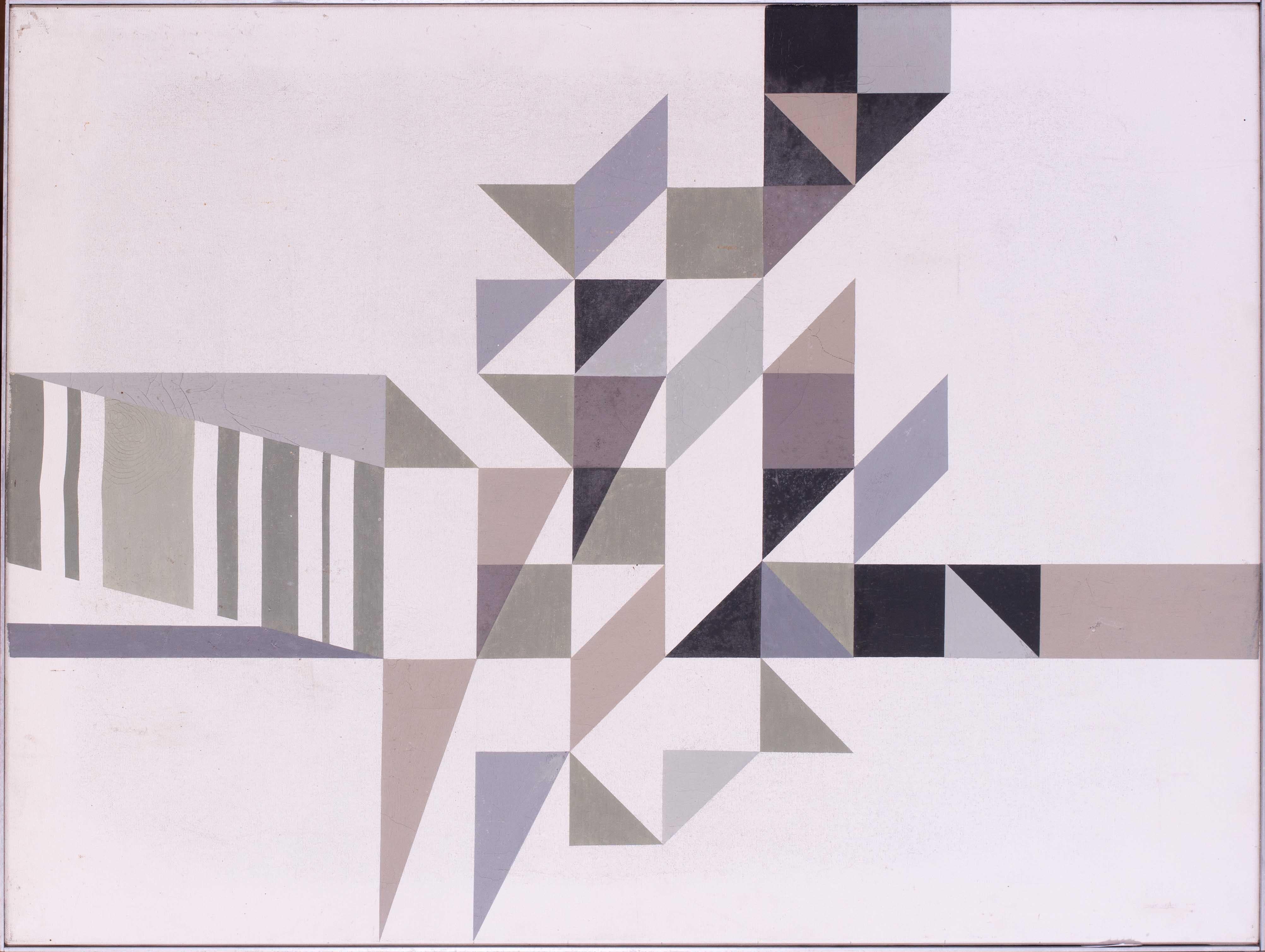 John Hambleton Holdcroft  Abstract Painting - Abstract No.1 by Mid Century British artist John Hambleton Holdcroft, geometric