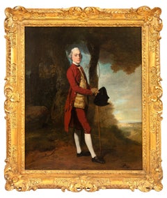An English 18th century portrait of James Stanley, standing in a landscape