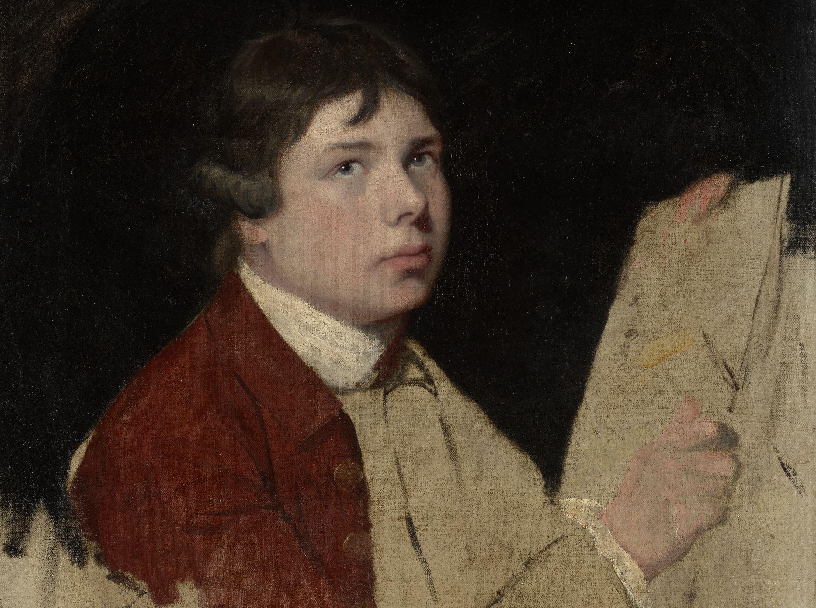 Self-Portrait - Black Portrait Painting by John Hamilton Mortimer