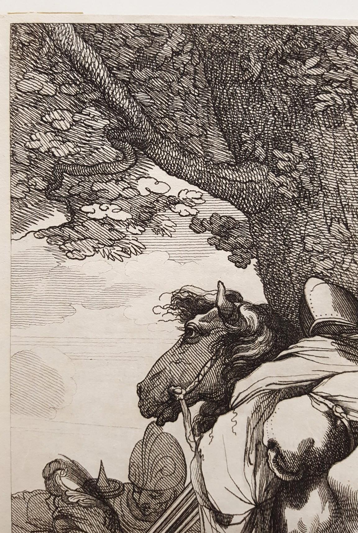 Cheval de bât et soldats /// Antique British Victorian Etching Figurative Animal en vente 2