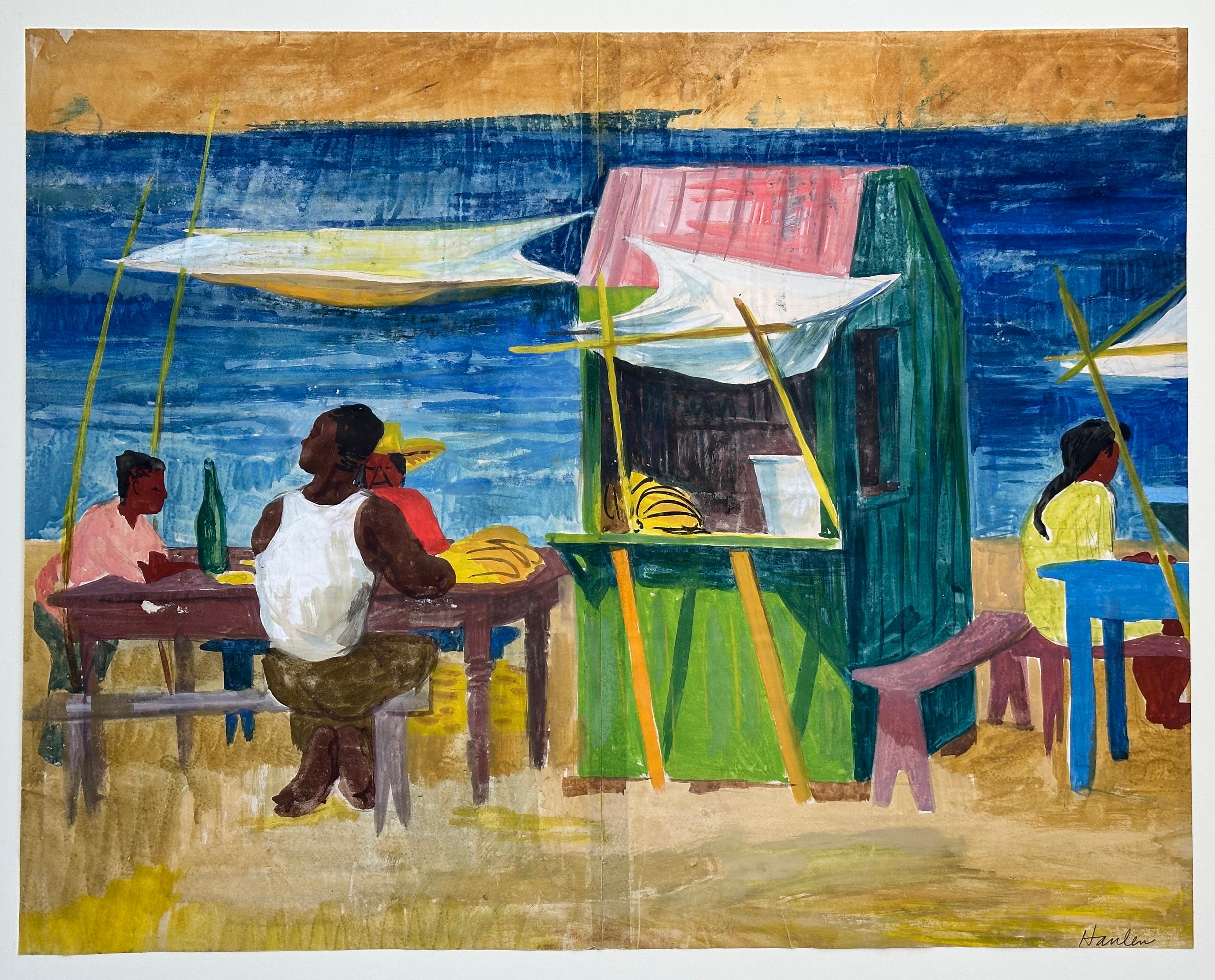 John Hanlen  Figurative Painting - Beach Snack Shack Landscape