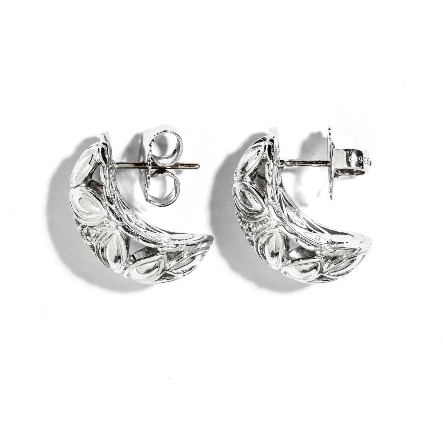 Women's John Hardy 0.37 Carat Diamond Sterling Silver Earrings  For Sale