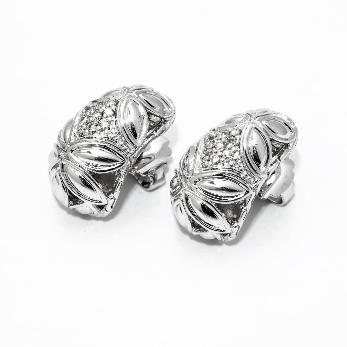 John Hardy 0.37 Carat Diamond Sterling Silver Earrings  For Sale 1