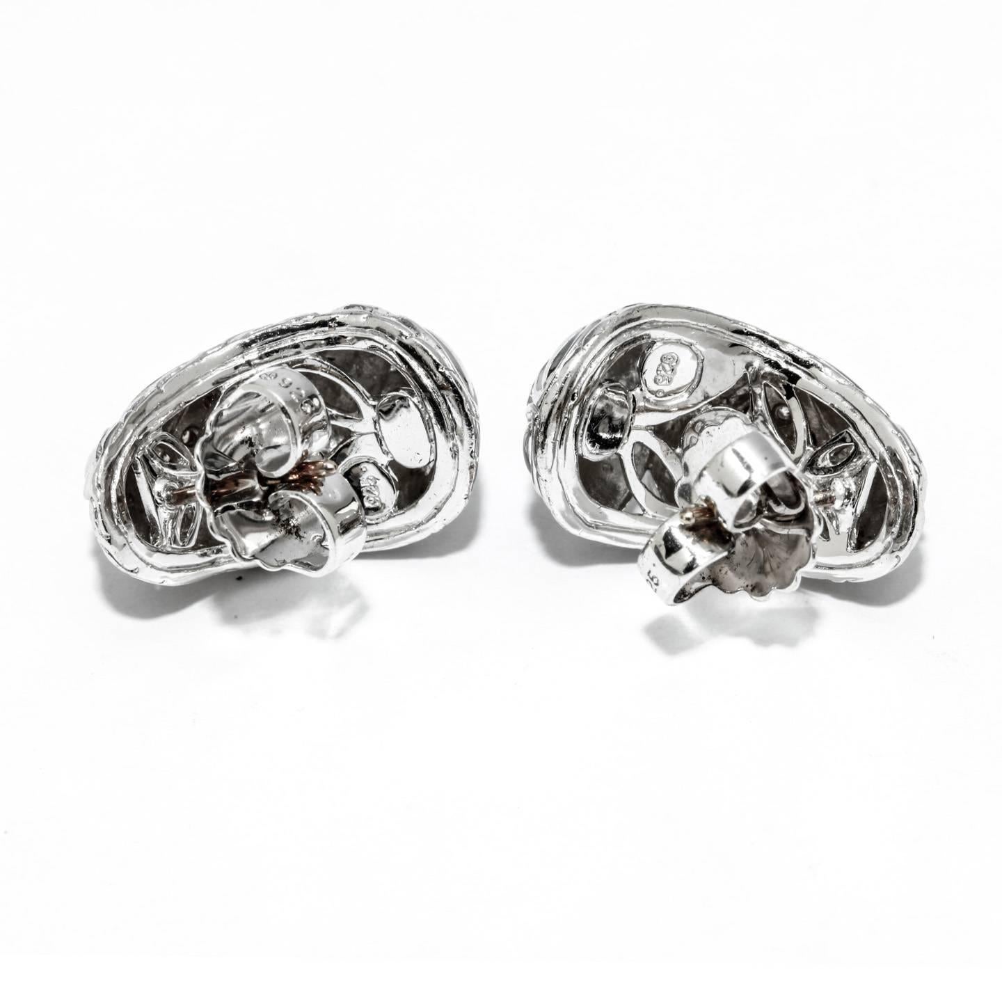 John Hardy 0.37 Carat Diamond Sterling Silver Earrings  For Sale 2