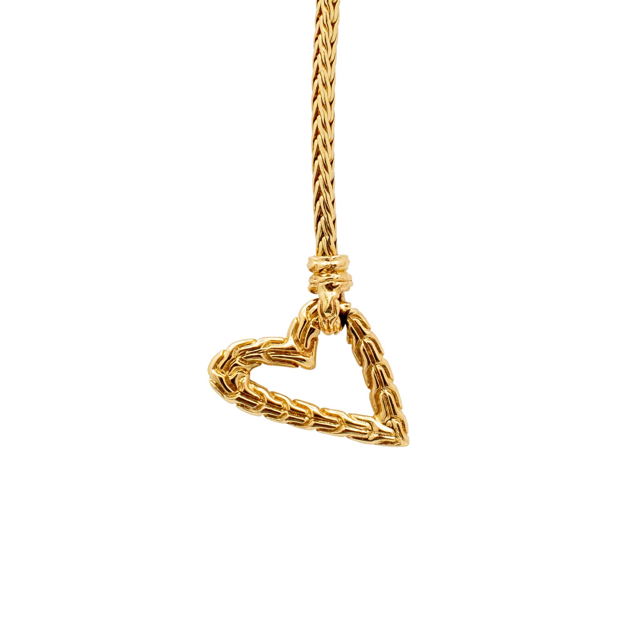 John Hardy 14K Yellow Gold Classic Chain Mini Heart Pendant Necklace In Excellent Condition In Houston, TX