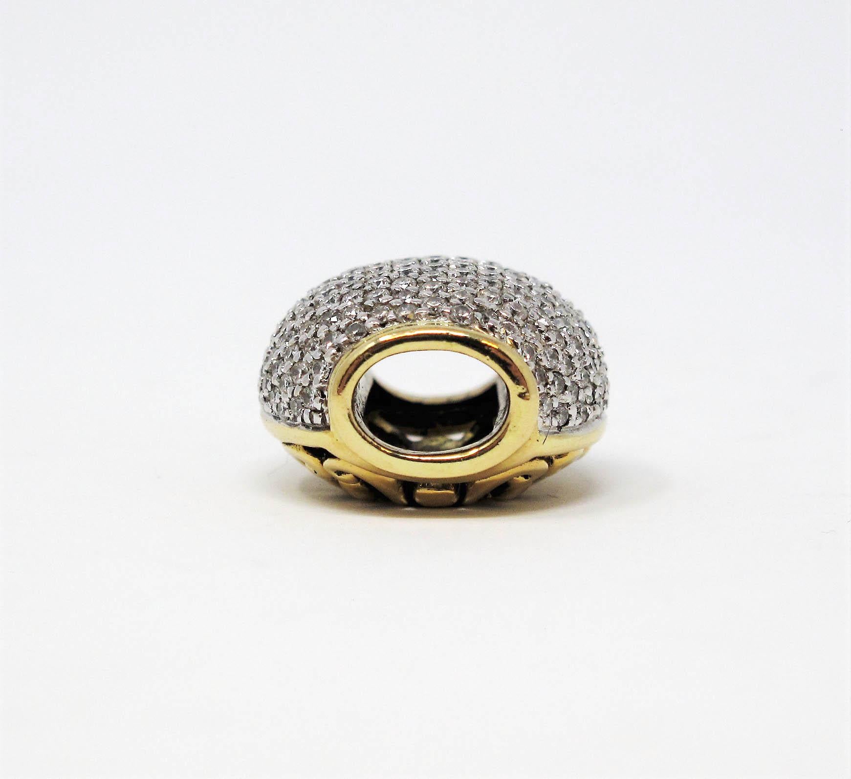 Round Cut John Hardy 1.50 Carat Pave Diamond Necklace Enhancer / Pendant 18 Karat Gold
