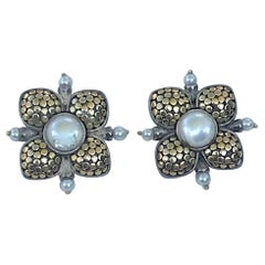 John Hardy - Boucles d'oreilles avec perles en acier inoxydable 18 carats