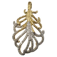 John Hardy 18 Karat Yellow and White Gold Diamond Feather Pendant