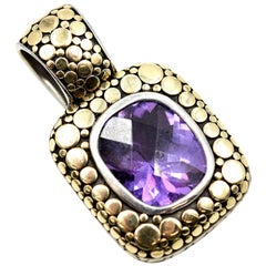 John Hardy 18 Karat Yellow Gold and Sterling Silver Amethyst Pendant